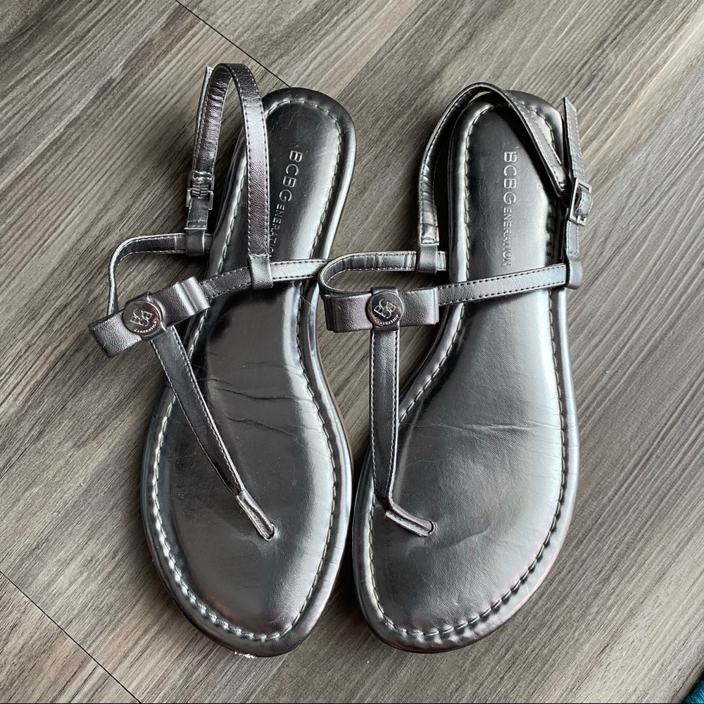 BCBG Silver Sandals